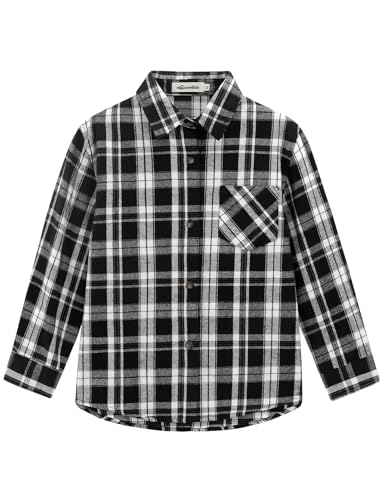 Noomelfish Girls Plaid Flannel Oversized Shirt Teen Long Sleeve Button Down Blouse Tops (7-14 Years)2