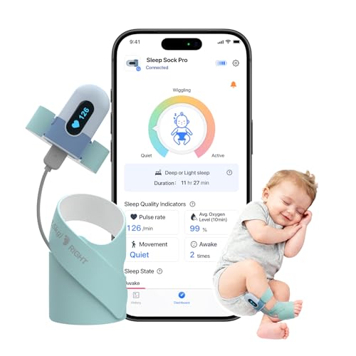 Babytone Baby Sock Monitor, Tracks Real-Time Heart Rate and Movement, with Notification and Sleep Patterns, Smart Baby Monitor No WiFi with Bluetooth...