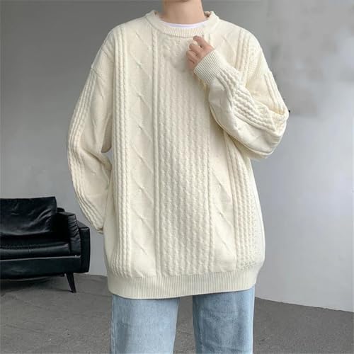 O-Neck Sweater Men Loose Knit Sweater Pullovers Solid Color Knitted Long Sleeves Mens Pullovers2