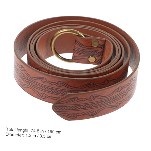 PartyKindom Medieval Viking Belt Renaissance Waist Belt Embossed for Men Adults Casual3