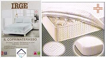 Coprimaterasso 1 piazza e mezza IRGE Spugna Jacquard 135x200cm angoli maxi con elastici