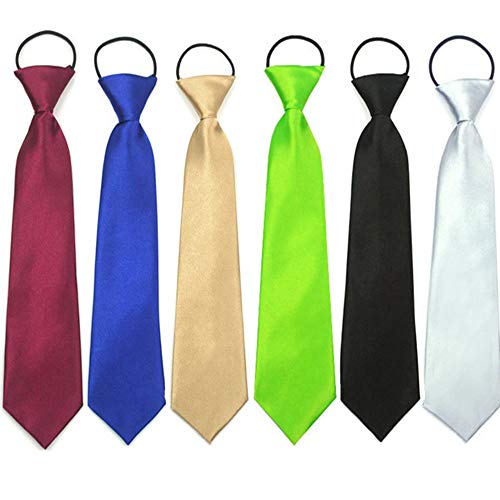 Minelife 6 Pieces Boys' Pre-Tied Adjustable Necktie Elastic Neck Strap Tie For Boys, Kids, Teen, Youth Wedding Graduation School Uniforms(6 Colors) #TOP29