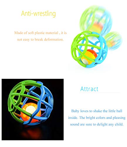 Newborn Baby Rattle Toy Bendy Ball Musical Toys Little Boys Girls Teether Ball Music And Flashing Lights Shake And Roll Ball Gym For 3-18 Months Toddler, Infant, Children/Gren #TOP1