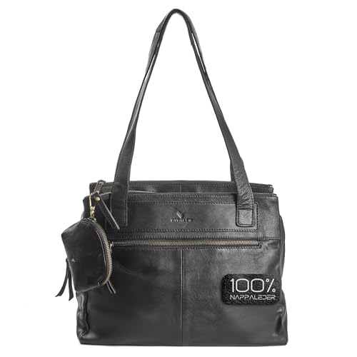 Lavalen Women\'s Large Black Leather Tote Bag - Elegant, Spa