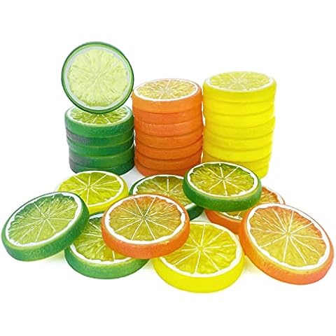 Lorigun 30pcs Colourful Fake Lemon Slices Cover