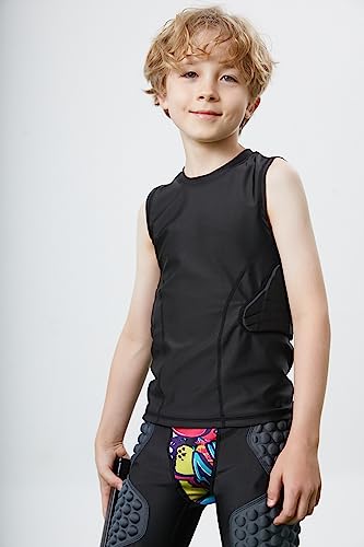 Kids Padded Shirt, Baseball Chest Protection Shirt, Rib Back Protector For Football, Lacrosse, Goalies And Sports Competition Yxl #TOP4