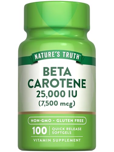 Natures Truth Beta Carotene 25000 IU Softgels | 100 Count | Vitamin A Supplement | Non-GMO and Gluten Free