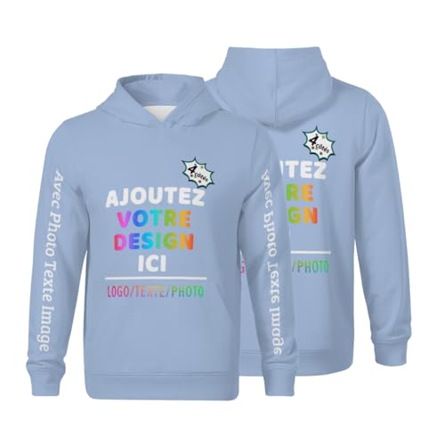 Hoodie enfant personnalisable avec image ou logo, le cadeau d'anniversaire parfait