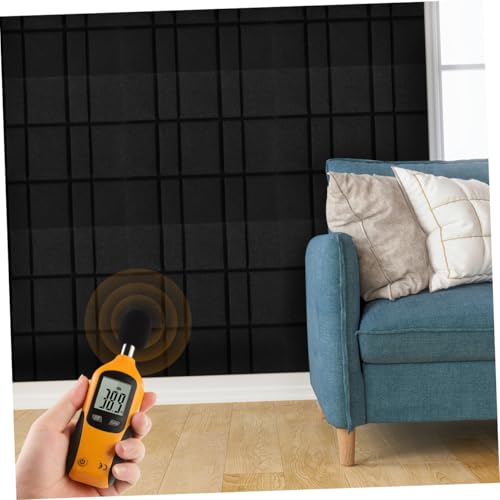 12 Piezas Paneles Acústicos de Cabeza de Hongo de Alta Densidad Auto-adhesivos para Aislamiento y Absorción de Sonido en Estudios con Diseño a Rayas Dobles Negro miniatura 6