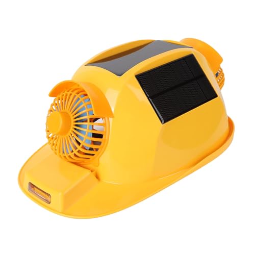 Cappello Rigido per Ventilatore Solare Casco di Sicurezza a Doppio Ventilatore in ABS Cappuccio Rigido Traspirante Ventilato con Luce per Costruzioni e Trasporti (giallo)