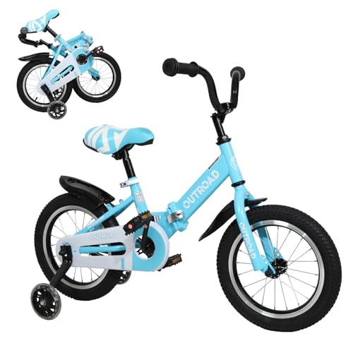 S With Flash Lighting Training Wheels And Dual Handbrakes, Baby Bike-14 Blue