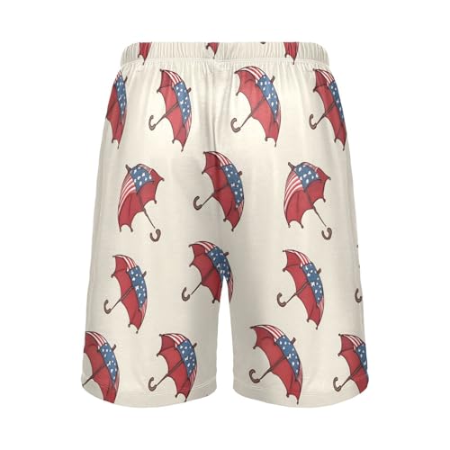 US Flag Umbrella Men’s Pajama Shorts Sleep Bottoms Elastic Waist Athletic Shorts Size S-2XL3