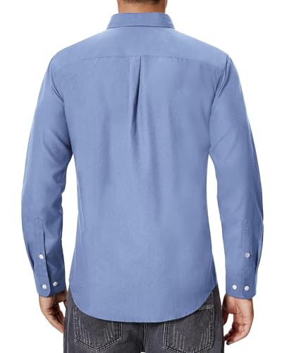 siliteelon Men's Oxford Shirt Long Sleeve Smart Casual Plain Regular Fit Button Down Shirts with Pocket - Image 3