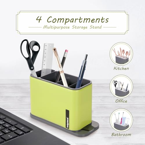 Image of Nayasa Tobler Multi-Purpose Compact Desk Storage Organizer | Stationary Box for Case Pen Pencil Holder | Cosmetics & Make Up Organizer | Neon Green