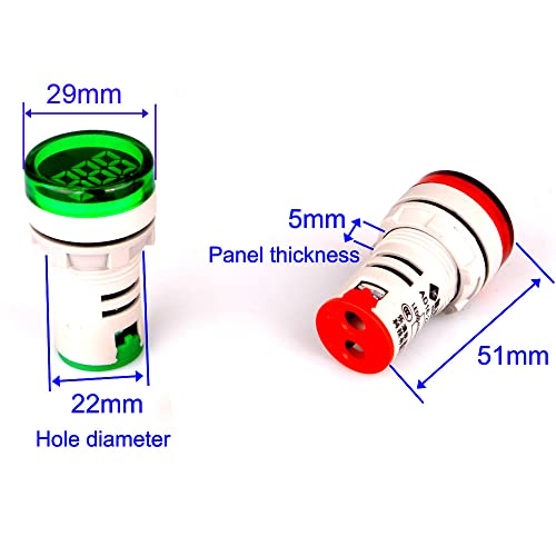 Gebildet AC-Frequenzmesser, AC 24-500V 20-75Hz Frequenzzähler 2St. Grün Rot LED-Signalanzeigelampe