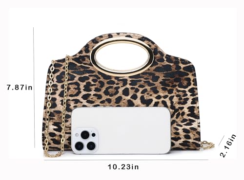 Image of Top Metal Handle Clutch Bags for Women, Evening Handbag Shoulder Crossbody Purse with Chain