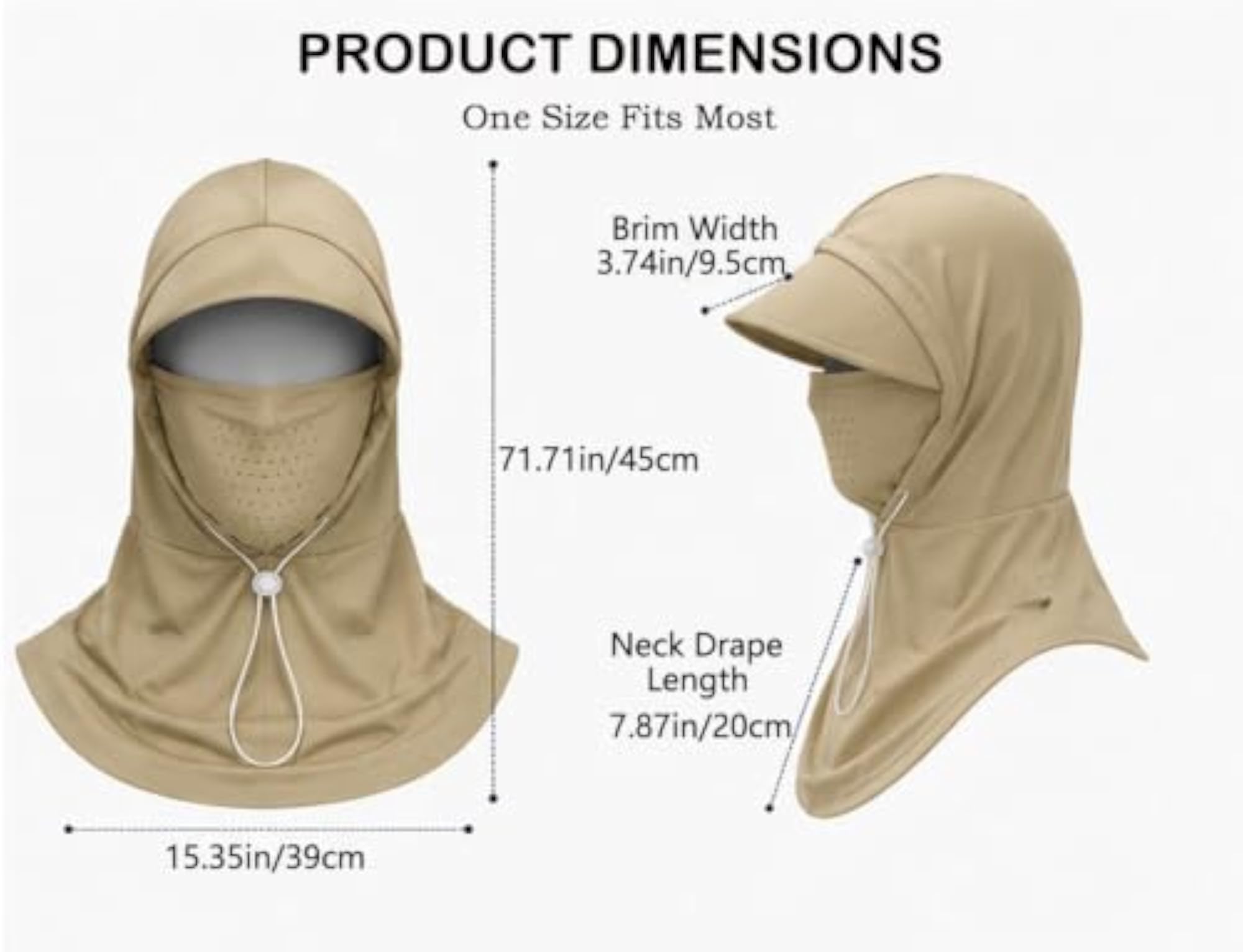 Cooling Breathable Balaclava Full Face Mask with UV Protection Hood