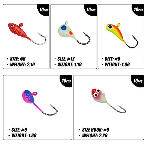 image for GOTURE ice fishing jigs glow ice fishing walleye lures lures for fresh