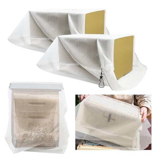 2 Pack Beehive Mesh Transport Bag, 35 37 Inch Breathable Bee Hive Nuc Box Package Net Bag with Drawstring Beekeeping Supplies for Beekeeping Starter Transport Bee Box