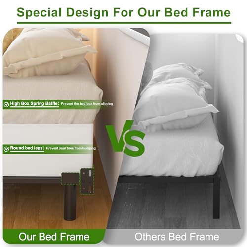 EMODA 7 Inch King Size Bed Frame for Box Spring and Mattress, 9 Legs Metal King Bed Base with Heavy Duty Support, Tool-Free, Easy Assembly, Black by EMODA - Used condition - Image 6