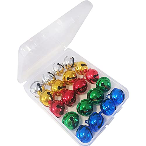 20 Stück Bunte Metallglöckchen 22mm Kleine Glocke Weihnachtsbaumglocken für Weihnachtsfest Dekoration, Kranz, Katzenhalsbänder, DIY Ornament Schmuckherstellung Cover