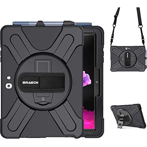 BRAECN Microsoft Surface Go 3/ Surface Go 2 10.5 Inch 2021/2020 Case, Heavy Duty Shockproof Case with Hand Strap/Shoulder Strap/Surface Go 10 Inch 2018,Not Compatible with Type Cover Keyboard -Black Cover