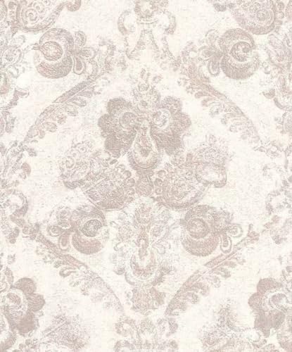 Casa Padrino Barock Textiltapete Weiß/Rosa 10,05 x 0,53 m - Wohnzimmer Deko Accessoires