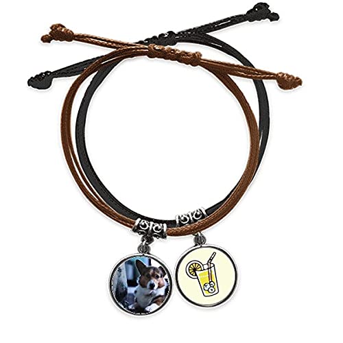 Bracelet Corgi chien animal de compagnie avec chaîne de corde et cuir fait main