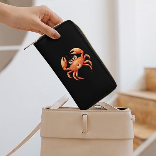 Boston Crab Wristlet Wallets for Men Women Leather Purse Clutch Cute Card Holder 7