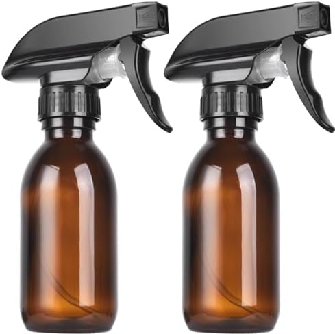 4oz Amber Glass Spray Bottles (2 Pack) - Refillable with Dropper,...