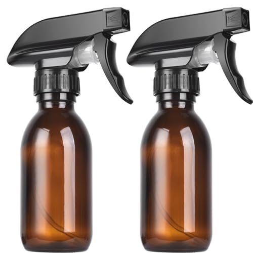 4oz Amber Glass Spray Bottles (2 Pack) - Refillable with Dropper Funnel & 4 Labels | UV Protection for Essential Oils Hair Care Cleaning Solutions
