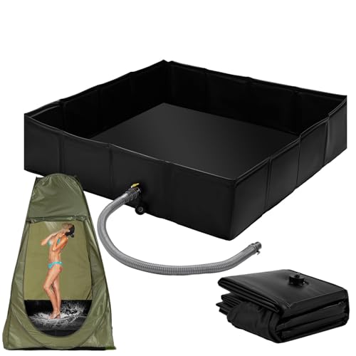 Générique Bac De Douche Pliable | Cabine De Douche Temporaire Extérieure Portable - Bac Étanche à Trou d'Évacuation pour Camping Car Bains d'animaux...