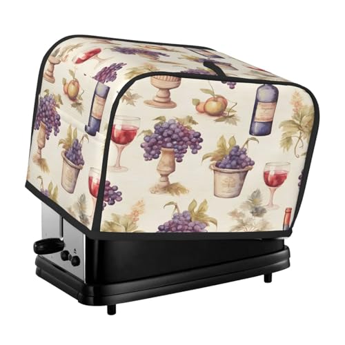 Mexpekil Cubierta para tostadora de uvas de vino tinto para 2 rebanadas, cubierta impermeable para cocina, pequeños electrodomésticos, a prueba de polvo, protección para horno tostador, regalo para