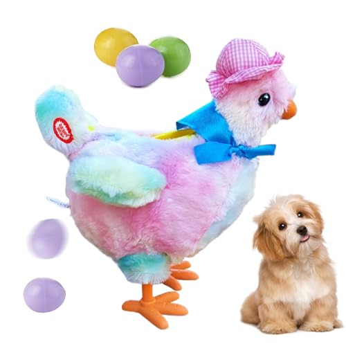 Plush Hundespielzeug,Elektrisches Huhn Mit Legen Eiern Funktion - Lustiger Futterautomat Mit Ei & Hähnchen Für Draußen, Haus & Welpen