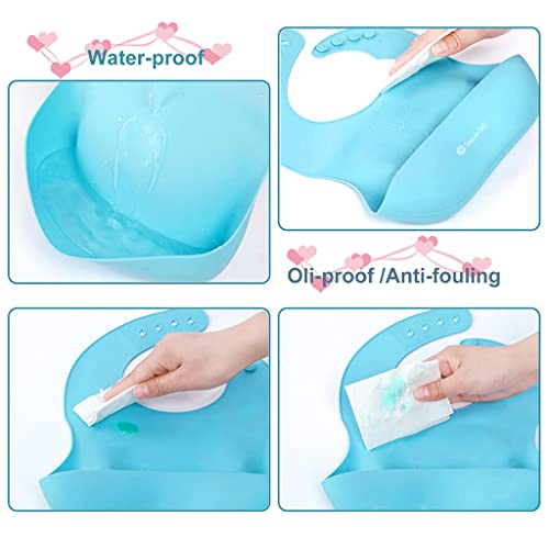Image of SNOWIE SOFT 5pcs Silicone Tableware Kit for Baby Foodgrade Silicone Tableware Kit Baby Plate & Bowl with Sucker, Cup, Spoon, Bib Food Grade Silicone BPA-Free Dishwasher & Microwave Safe Baby Product