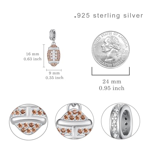 Image of Sport Charm for Women 925 Sterling Silver Sports Charms for Bracelets Sports Balls Jewelry Gifts for Women