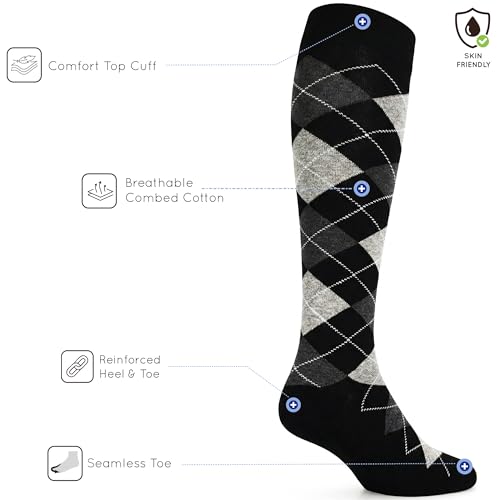 Image of Mysocks Unisex Knee High Long Socks Argyle
