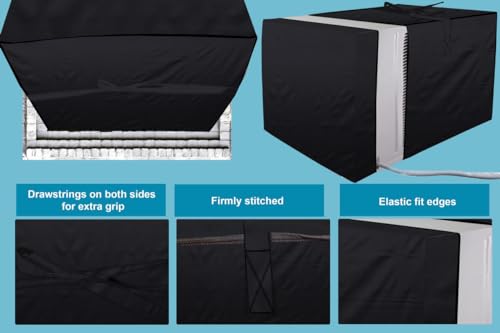 Image of Stylista window ac cover suitable for O-General 1.5 Ton AXGB18CHAA-B, Black Color Elastic fit Cover for front and rear Of Window Ac