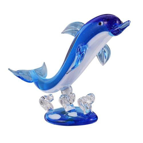 TOPPERFUN Sculpture de dauphin en verre faite à la main pour salon et chambre à coucher, 10 cm, en cristal, décoration de table
