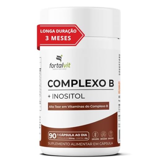Complexo B + Inositol, Longa Duração: 3 Meses de Uso, 90 cápsulas, Alta Concentração - Vitaminas B1, B2, B3, B5, B6, B7, B9, B12 e Inositol, Fortalvit