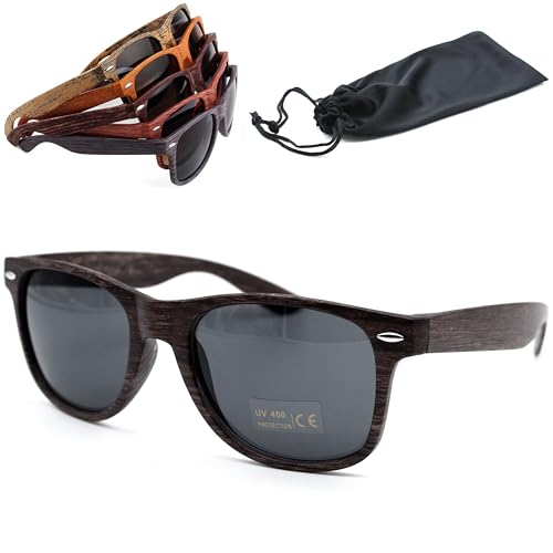 Sonnenbrillen für Damen und Herren in Holzoptik mit UV400-Schutz