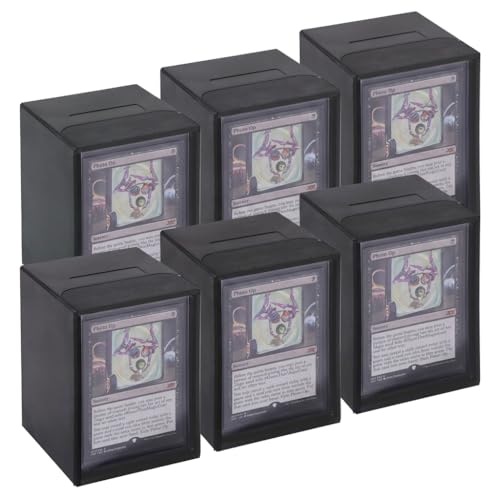 DeckDwell Juego de 6 cajas Commander para MTG/EDH – Se adapta a 100 tarjetas de doble manga cada una, cierre magnético, estuche organizador apilable para juegos de cartas coleccionables (negro)
