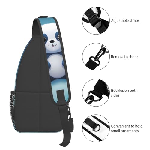 Mochila tipo sling con diseño de panda, ajustable y ligera miniatura 5