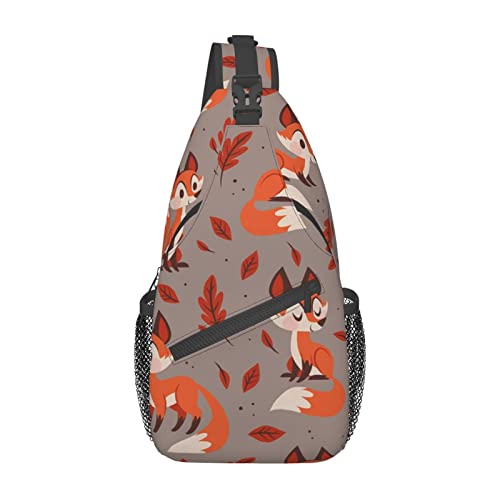 Sac à bandoulière imprimé renard d'automne noir unisexe pour voyage et quotidien