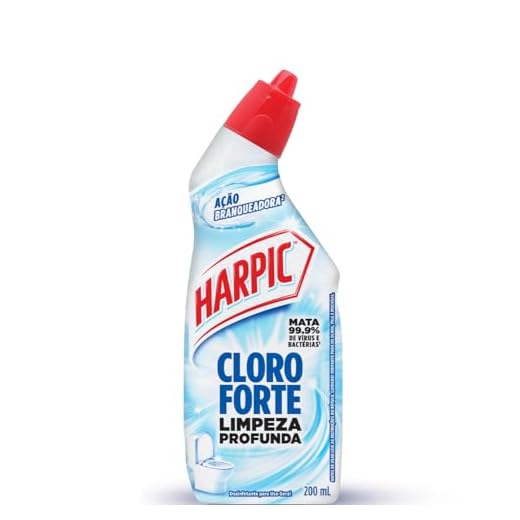 Harpic Cloro Forte - Desinfetante Sanitário Líquido Desodorizador, 200ml, Azul