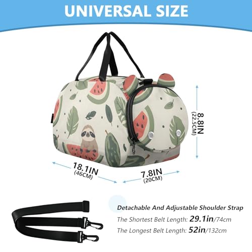 Duffle Bag Kids Gym Bag with Shoes Compartment & Wet Separation Overnight Travel Duffel Bag Sloth Watermelon Leaves for Girl Boy3