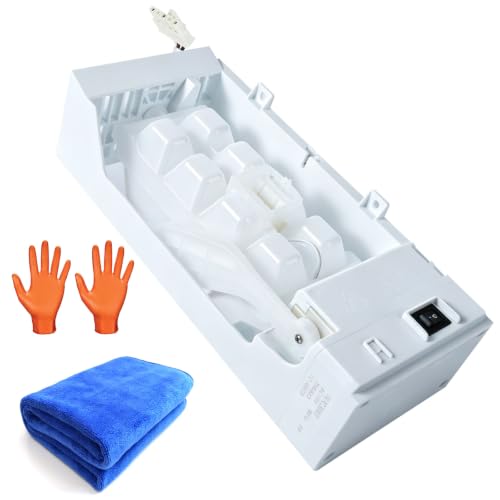 Upgraded W11546935 Ice Maker Assembly Compatible with Whirlpool Kenmore Amana Maytag Replaces W11700250 W11359448 W11633658 AP7019172 Includes Absorbent Towel Nitrile Gloves