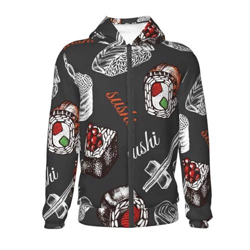 Japanese Sushi Hashi Kids Pullover Hoodies Boys Zip Up Sweatshirts Girls Athletic Clothes with Pocket2
