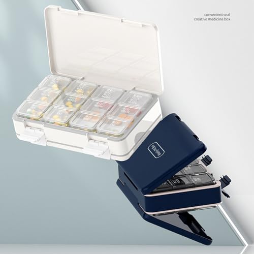 Wekelijkse Pillendoosje 3 Keer Per Dag - Medicijnorganisator Container Voor Vitaminen Met Groot Compartiment (Blauw) - Afbeelding 4