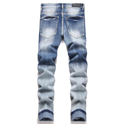 Men's Jeans, Ripped Jeans Men,Jeans for Mens,Slim Fit Distressed Straight Leg Fashion Washed Pants2